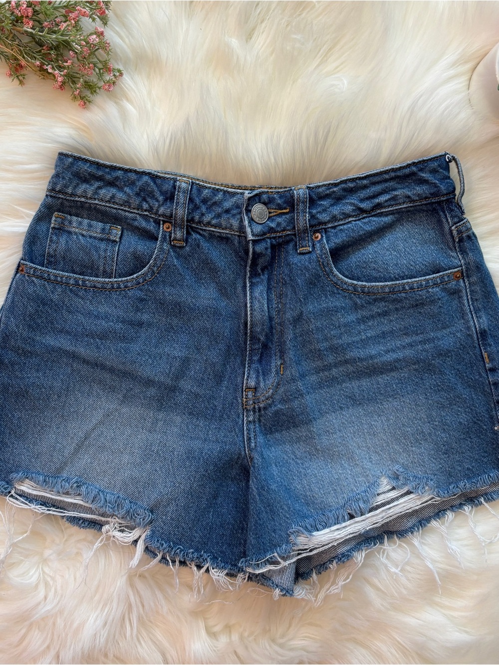 PacSun High Rise Distressed Mom Shorts
